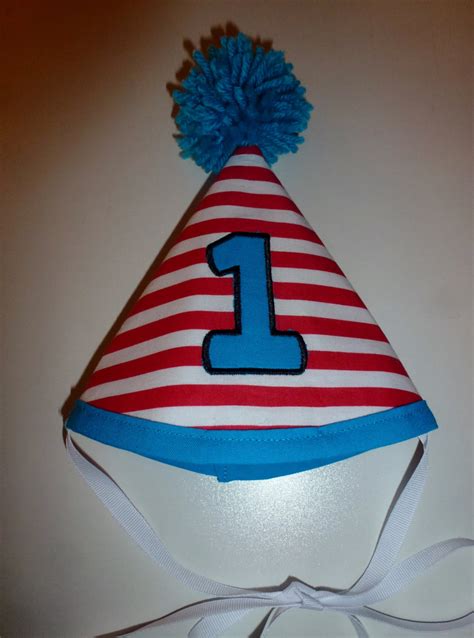 Dr Seuss Cat In The Hat First Birthday Bib And Hat In Stock Etsy