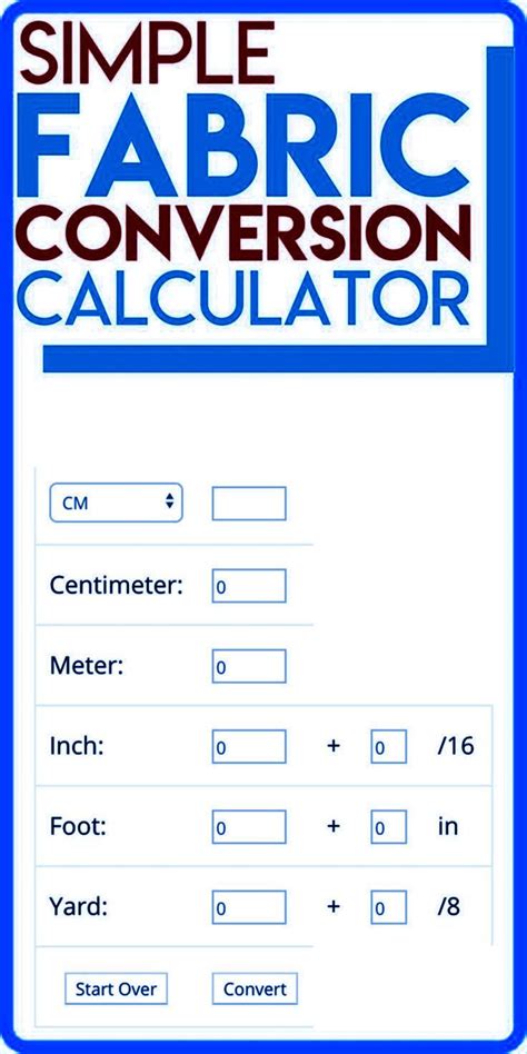 Fabric Yardage Conversion Chart