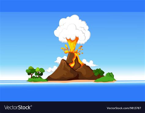 Cartoon Volcano Eruption Drawing Volcano With Smoke And Lava Clip Art At Clker Com Vector
