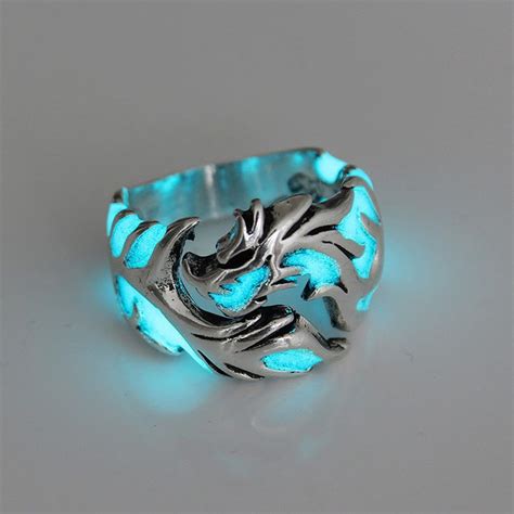 Beautiful Glowing Dragon Ring Dragon Jewelry Dragon Ring Mens