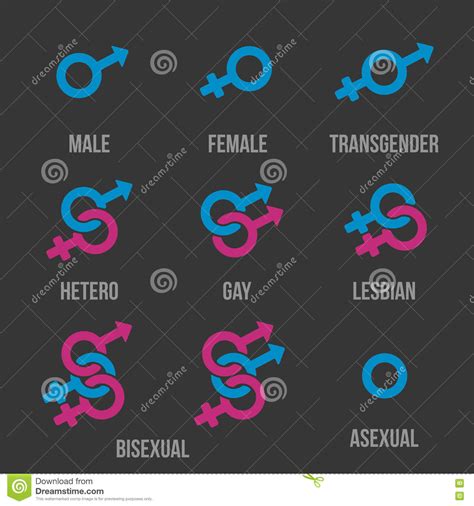 Sexual Orientation Symbols And Flags Cartoon Vector