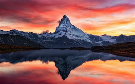 Nature Lake Mountains Sky Reflection Sunlight Landscape