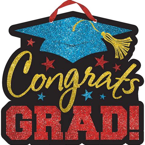 Multicolor Congrats Grad Graduation Sign 10 34in X 11 12in Party City