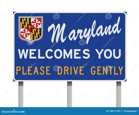 Maryland Welcomes You Road Sign Stock Vector Illustration Of Welcome