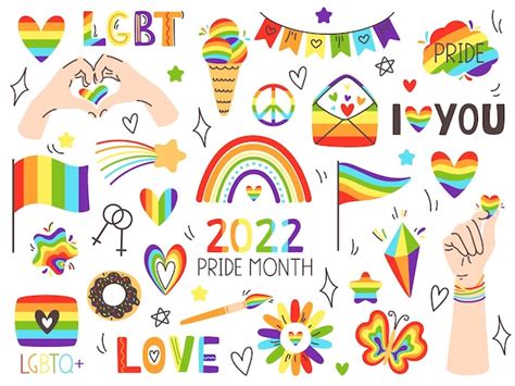 premium vector pride lgbt symbols pride month love signs and rainbow flags lgbtq plus