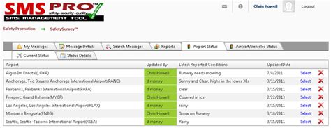 Aircraft Airport Status Monitoring Reports By Sms Pro