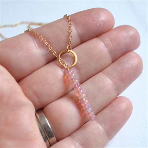 Real Opal Necklace Gold Opal Necklace Silver Pink Ethiopian Etsy