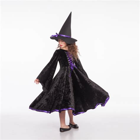 Witch Costume Black And Purple Witch Costume Girls Toddler Etsy