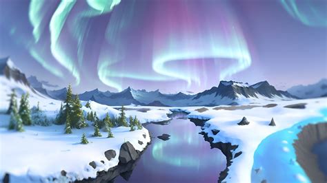 Free Skybox Tundra Northern Lights Download Free 3d Model By Paul