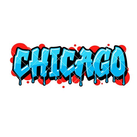 Chicago Graffiti Flag Color Text Word Art 1 Vector Eps Dxf Svg