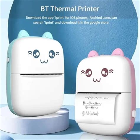 Cat Shape Mini Printer Bluetooth Thermal Photo Printer Student Portable