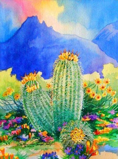Barrel Cactus In Arizona Desert Cactus Paintings Cactus Art Cactus