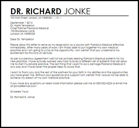 Should you have any queries, please contact me at (919) 755 3111. Doctor Resignation Letter Example | Letter Samples & Templates