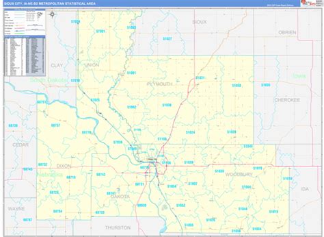 Sioux City Ia Metro Area Wall Map Basic Style By Marketmaps Mapsales