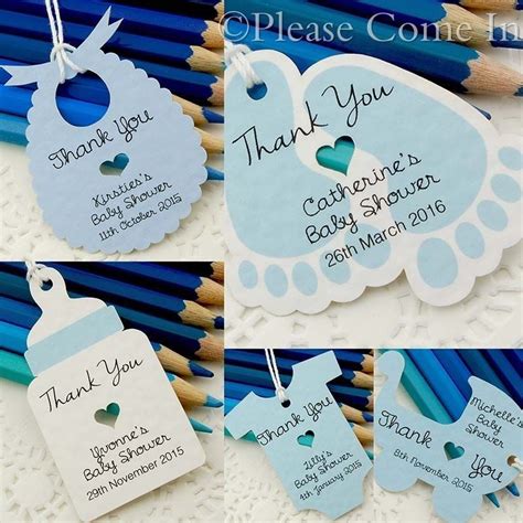 Baby thank you card printable file download. Blue Personalized Baby Shower Christening Favour Tags ...