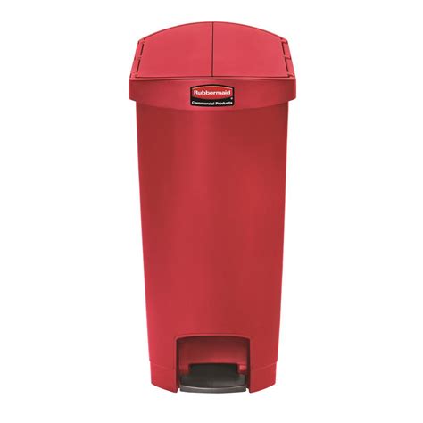 Rubbermaid Commercial Products Slim Jim Step On 13 Gal Red Plastic End