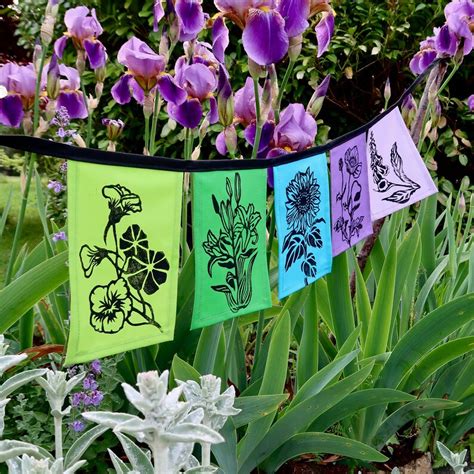 Flower Flags Jewel Tones Garden Flags With Flowers Etsy