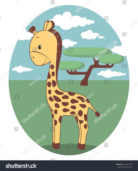 Vector Illustration Cute Baby Giraffe Stock Vector Royalty Free