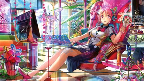 Colorful Anime Girl Chilling 4k Hd Anime 4k Wallpapers