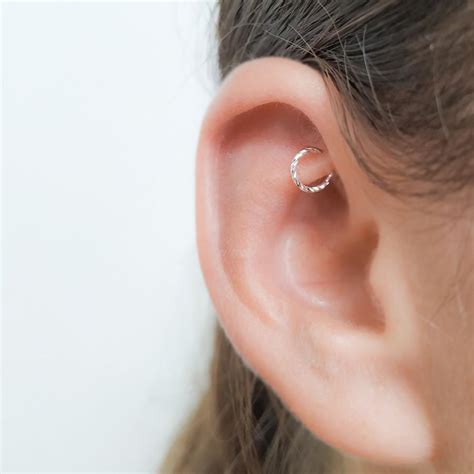 Sale Rook Earring Piercing Diamond Cut Rook Hoop Silver Rook Hoop Earring Rook Jewelry