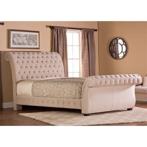 Bombay Tufted Upholstered Sleigh Bed Hillsdale
