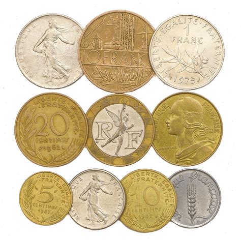 French Coins Old Collectible Money French Republic Vintage Set Of 10