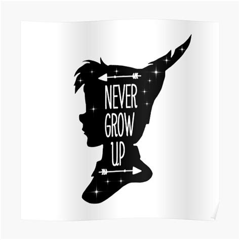 Peter Pan Quote Never Grow Up Poster By Maryedenoa Redbubble