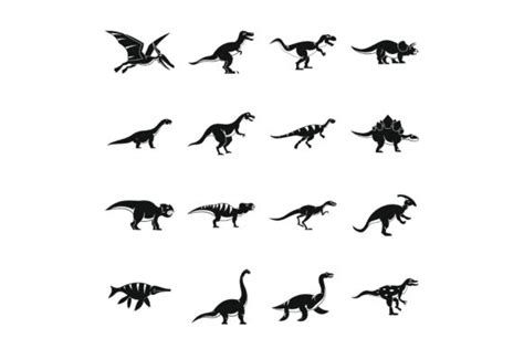 Dinosaur Icons Set Simple Style Graphic By Ylivdesign · Creative Fabrica