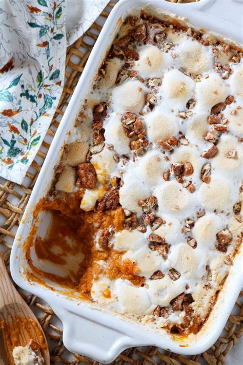 Sweet Potato Casserole With Marshmallows And Pecans The Anthony