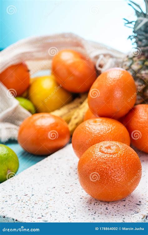 Whole Organic Fresh Orange Fruits On Kitchen Table Stock Photo Image