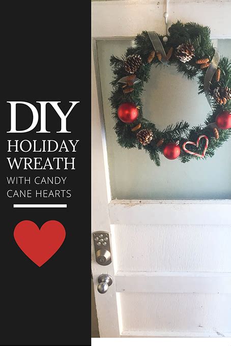 Diy Quick Holiday Wreath With Candy Cane Heart The