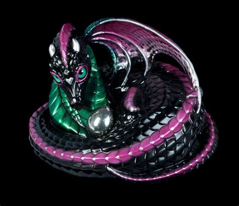 Windstone Editions Black Hibiscus Mother Coiled Dragon Fantasy Animal