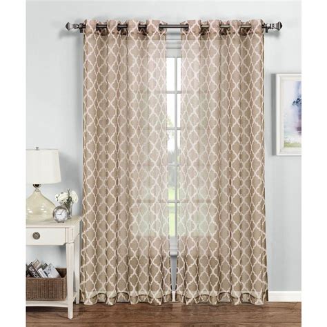 Window Elements Sheer Quatrafoil Printed Sheer Extra Wide 54 In W X 96