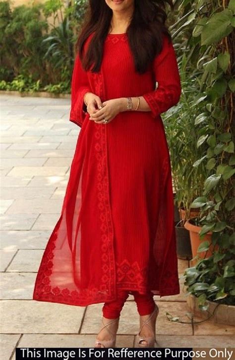 Georgette Lace Work Red Plain Unstitched Bollywood Designer Suit Asrs