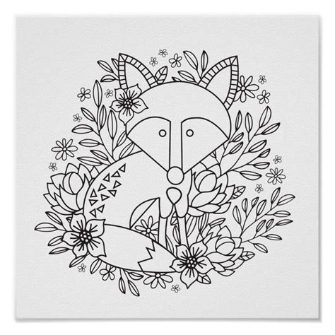 Little Fox Coloring Page Poster | Zazzle.com in 2021 | Fox coloring