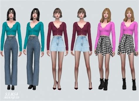 A Crop Cardigan By Marigold For The Sims 4 Spring4sims