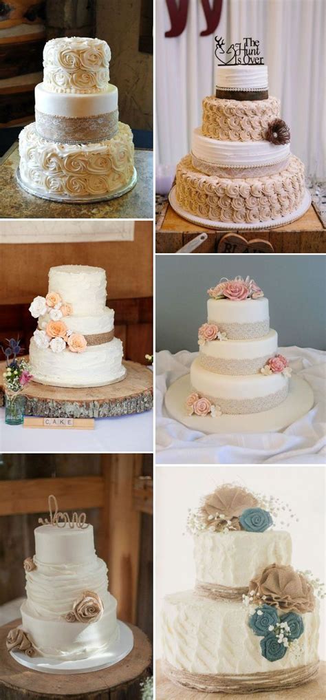Rustic Inspired Burlap And Lace Wedding Cakes Wedding Decor Rustic