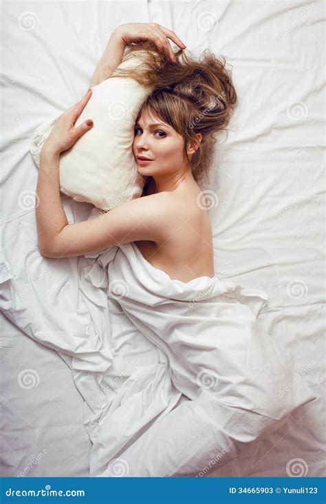 Pretty Blond Woman Laying In Bed Stock Image Image Of Person