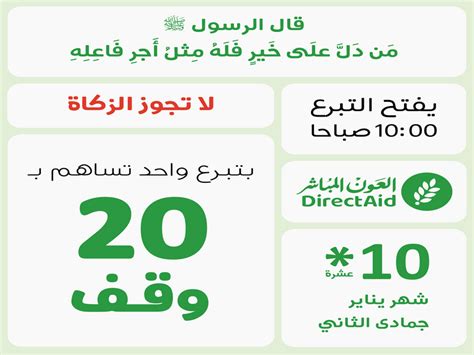 العون المباشر تفتتح العام الجديد 2024 بحملة خاصة لدعم 20 مشروع وقفي