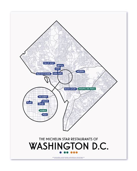 Washington Dc 2019 Michelin Star Restaurants Map 11 X 14 Print