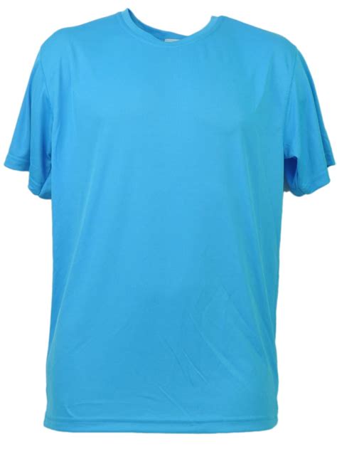 Light Blue Dry Fit Tshirt Tee Mens Adult Short Sleeve Plain Gym Crew