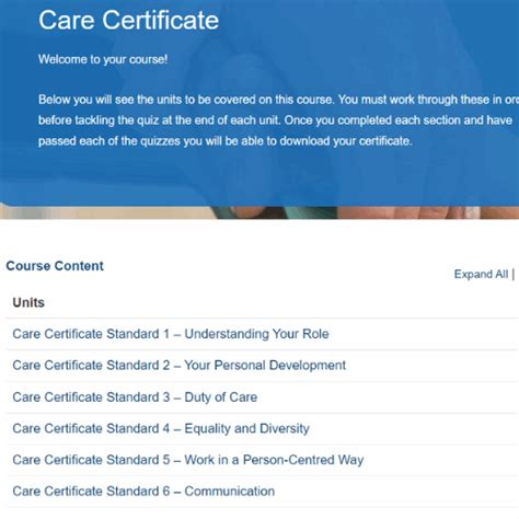 Online Care Certificate Cpd Course Uk