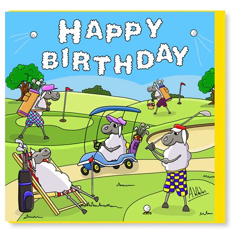 Happy Birthday Golf Greetings Card Happy Days Sheep Fun Etsy Australia