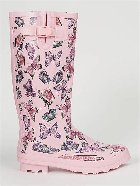 Pink Butterfly Print Wellington Boots Women George At Asda