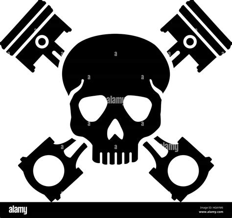 Skull With Crossed Pistons Stock Vector Image And Art Alamy