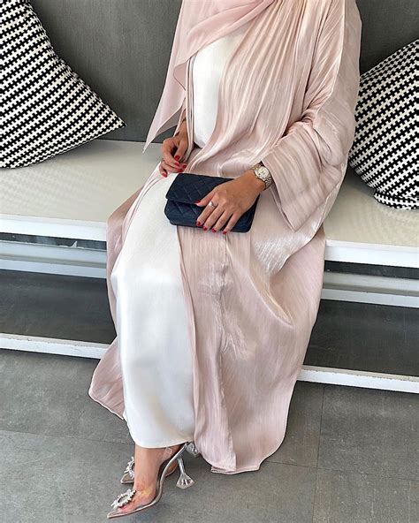 3 Piece Set That Includes A Nude Pink Abaya Abaya With Inner Dress And