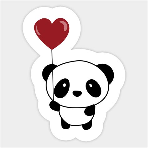 Cute Chibi Panda Valentine Balloon Heart Panda Bears Sticker