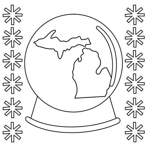 Free Michigan Snow Globe Coloring Page — Half Mile Handmade