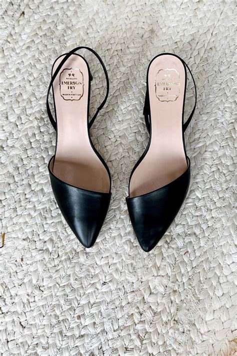 Frankie Angled Slingback Black Leather Emerson Fry