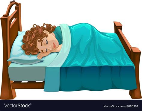 Boy Is Sleeping On His Bed Royalty Free Vector Image Boy Cartoon